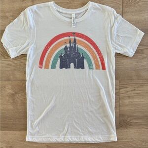 Disney castle rainbow t shirt • bought from Etsy • size small Bella canvas shirt